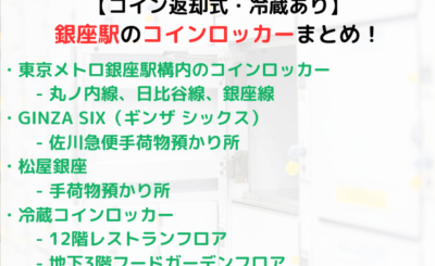 【冷蔵・大型あり】銀座駅周辺のコインロッカー・手荷物預かり所まとめ