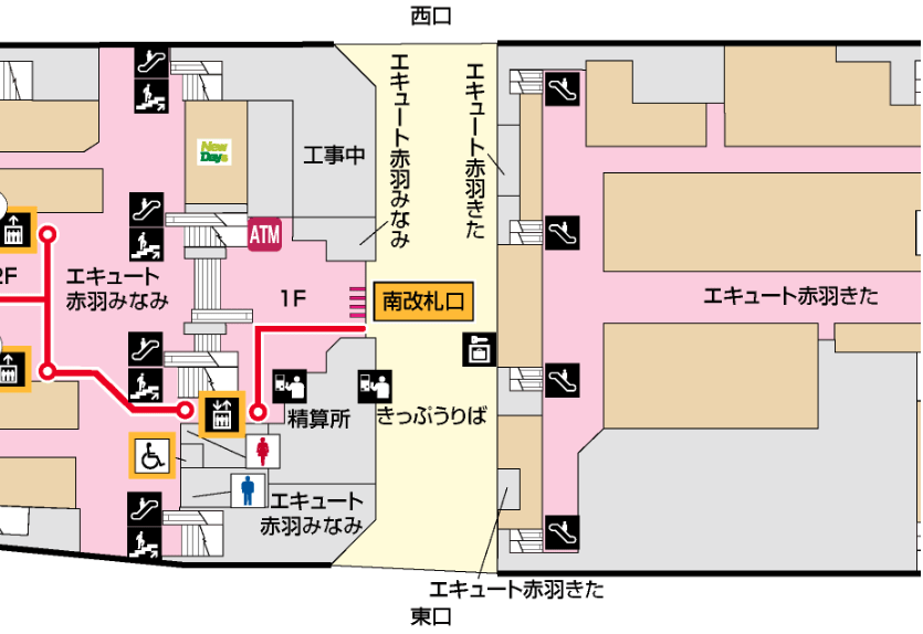 赤羽駅　コインロッカー　構内図