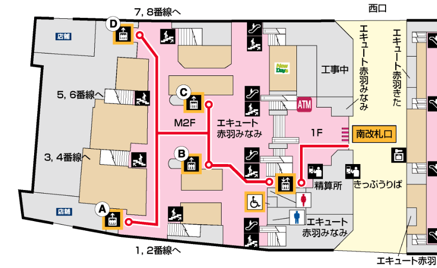 赤羽駅　コインロッカー　構内図